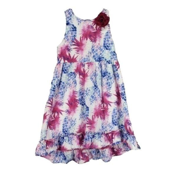 Penelope and Mack Girls Pink White Abstract Print Sleeveless Dress Size 7 - Picture 1 of 8